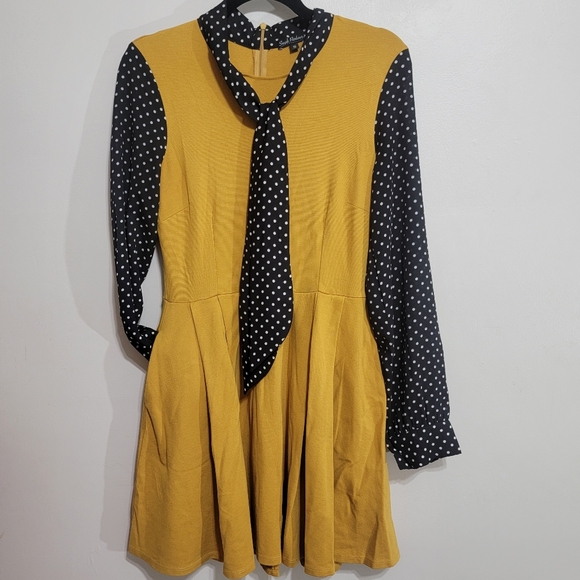 Smak Parlour ModCloth Mustard and Polka Dot Retro Dress Small - Picture 3 of 7